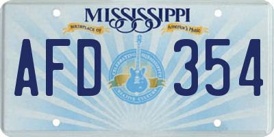 MS license plate AFD354