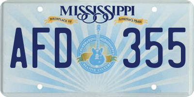 MS license plate AFD355