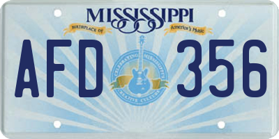 MS license plate AFD356