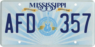 MS license plate AFD357