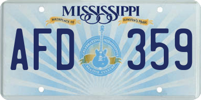 MS license plate AFD359