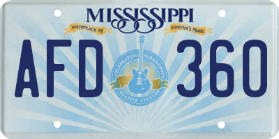MS license plate AFD360