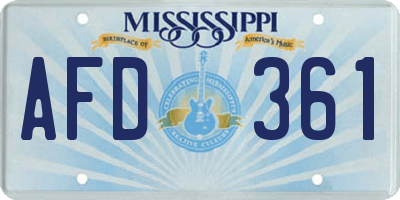 MS license plate AFD361