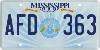 MS license plate AFD363