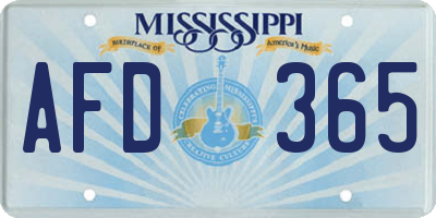 MS license plate AFD365