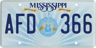 MS license plate AFD366