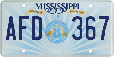 MS license plate AFD367