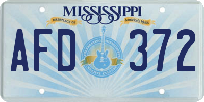 MS license plate AFD372