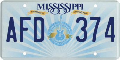 MS license plate AFD374