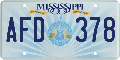 MS license plate AFD378