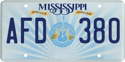 MS license plate AFD380