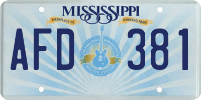 MS license plate AFD381