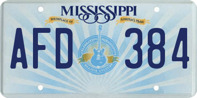 MS license plate AFD384