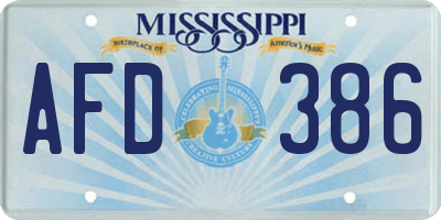 MS license plate AFD386