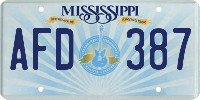 MS license plate AFD387