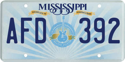 MS license plate AFD392