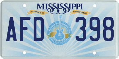 MS license plate AFD398