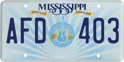 MS license plate AFD403