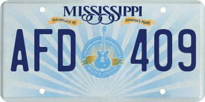 MS license plate AFD409