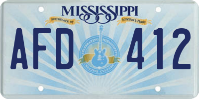 MS license plate AFD412