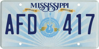 MS license plate AFD417
