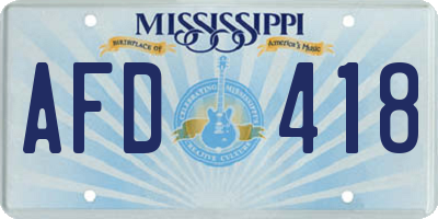 MS license plate AFD418