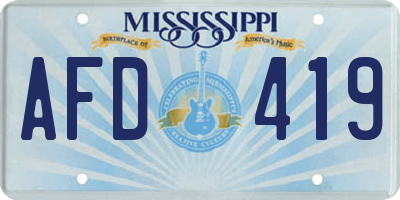 MS license plate AFD419
