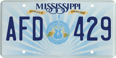 MS license plate AFD429