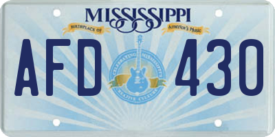 MS license plate AFD430