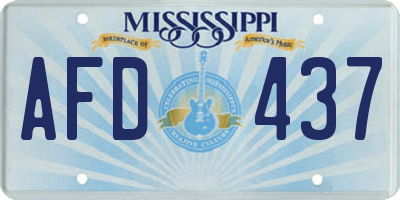 MS license plate AFD437