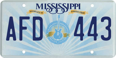 MS license plate AFD443