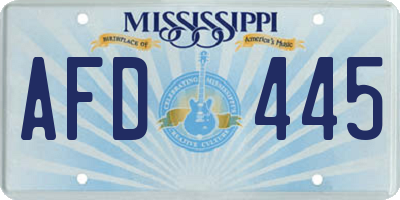 MS license plate AFD445