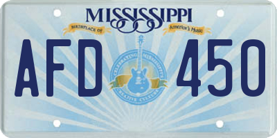 MS license plate AFD450