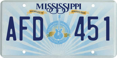 MS license plate AFD451