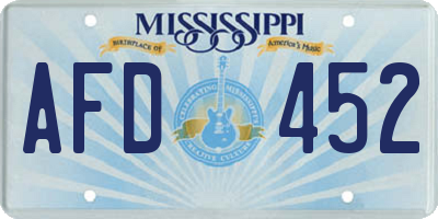 MS license plate AFD452