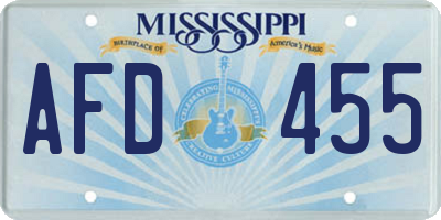 MS license plate AFD455