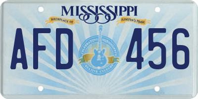MS license plate AFD456