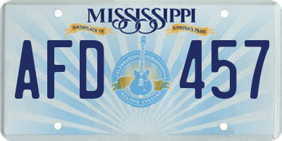 MS license plate AFD457