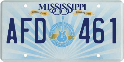 MS license plate AFD461
