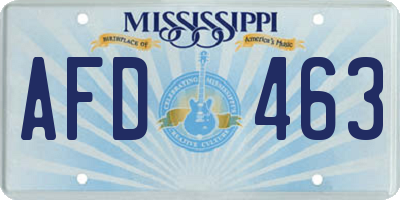 MS license plate AFD463
