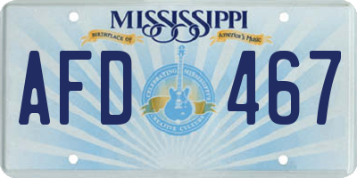 MS license plate AFD467