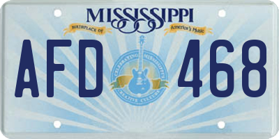 MS license plate AFD468