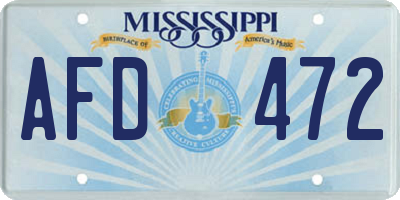 MS license plate AFD472