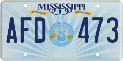 MS license plate AFD473