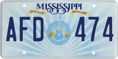 MS license plate AFD474
