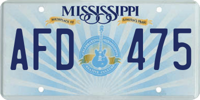 MS license plate AFD475