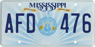 MS license plate AFD476