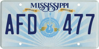 MS license plate AFD477