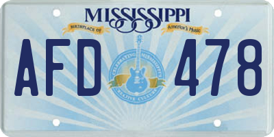 MS license plate AFD478