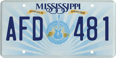 MS license plate AFD481